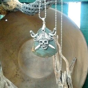 Natural Picasso Jasper silver pirate necklace